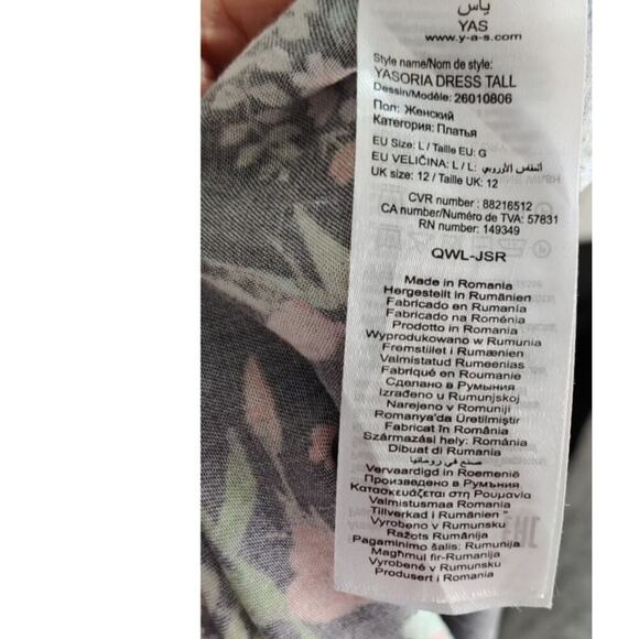 Y.A.S Multicolor Floral Dress Long Sleeve Size Large A-Line Ruffle Hem - Picture 5 of 6